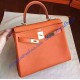 Hermes Kelly 32cm in Togo Leather Golden Hardware H5532G-orange