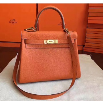 Hermes Kelly 32cm in Togo Leather Golden Hardware H5532G-orange