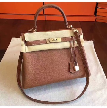 Hermes Kelly 32cm in Togo Leather Golden Hardware H5532G-Terre