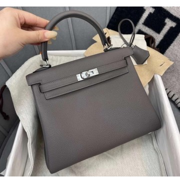 Hermes Kelly 32cm in Togo Leather Palladium Hardware H5532W-Etain