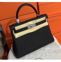 Hermes Kelly 32cm in Togo Leather Palladium Hardware H5532W-Black