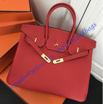 Hermes Birkin 30cm Togo Leather Golden Hardware H8830G-rouge-casaque