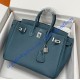 Hermes Birkin 30cm Togo Leather Palladium Hardware H8830W-bleu-jean