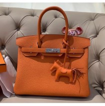 Hermes Birkin 30cm Togo Leather Palladium Hardware H8830W-orange