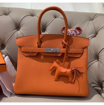 Hermes Birkin 30cm Togo Leather Palladium Hardware H8830W-orange