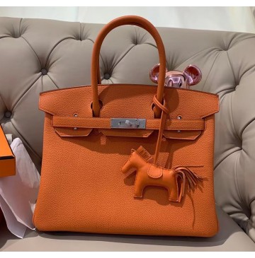 Hermes Birkin 30cm Togo Leather Palladium Hardware H8830W-orange