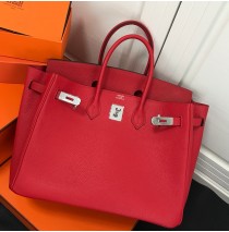 Hermes Birkin 35cm Togo Leather Palladium Hardware H8835W-rouge-casaque