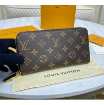Louis Vuitton Monogram Canvas Zippy Wallet with Coquelicot Leather Lining m41896