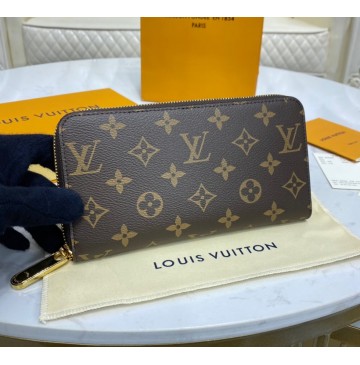 Louis Vuitton Monogram Canvas Zippy Wallet with Coquelicot Leather Lining m41896