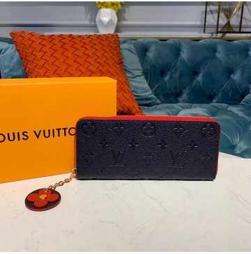 Louis Vuitton Monogram Empreinte Leather Clemence Wallet Marine Rouge M63920