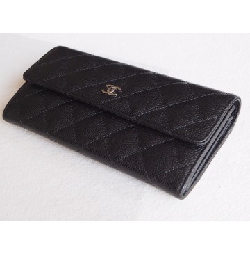 Chanel Flap Wallet in Caviar Leather CW50096-AB-black