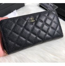 Chanel Long Zipped Wallet in Caviar Leather CW50097-AB-black