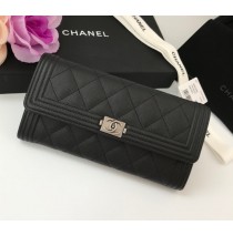 Chanel Boy Long Flap Wallet in Caviar Leather CW80286-BB-black