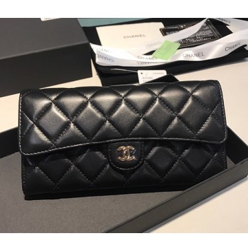 Chanel Long Zipper Wallet in Lambskin CW80758-A-black