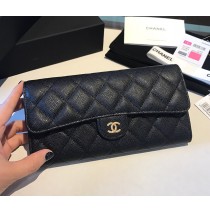 Chanel Long Zipper Wallet in Caviar Leather CW80758-AB-black