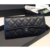 Chanel Long Zipper Wallet in Caviar Leather CW80758-BB-black