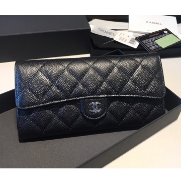 Chanel Long Zipper Wallet in Caviar Leather CW80758-BB-black