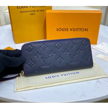 Louis Vuitton Monogram Empreinte Leather Clemence Wallet M69415-navy-blue