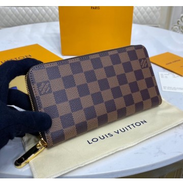 Louis Vuitton Damier Ebene Zippy Wallet N41661-pink