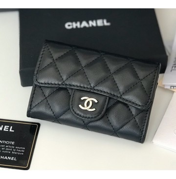 Chanel Quilted Card Holder in Lambskin CW80799-B-black