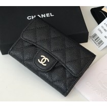 Chanel Quilted Card Holder in Caviar Leather CW80799-BB-black