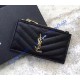 Saint Laurent Cassandre Matelasse Fragments Zipped Card Case In Grain De Poudre Embossed Leather YW607915-A