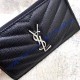 Saint Laurent Cassandre Matelasse Fragments Zipped Card Case In Grain De Poudre Embossed Leather YW607915-B