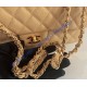 Chanel Small Classic Flap Bag in Tan Caviar Leather with golden hardware