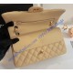 Chanel Small Classic Flap Bag in Tan Caviar Leather with golden hardware