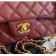 Chanel Small Classic Flap Bag in Wine Red Caviar Leather with golden hardware