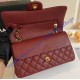 Chanel Small Classic Flap Bag in Wine Red Caviar Leather with golden hardware