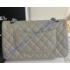 Chanel Small Classic Flap Bag in Gray Caviar Leather with silver hardware