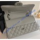 Chanel Small Classic Flap Bag in Gray Caviar Leather with silver hardware