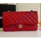 Chanel Small Classic Flap Bag in Red Caviar Leather with silver hardware