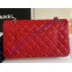 Chanel Small Classic Flap Bag in Red Caviar Leather with silver hardware