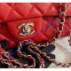 Chanel Small Classic Flap Bag in Red Caviar Leather with silver hardware