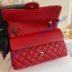 Chanel Small Classic Flap Bag in Red Caviar Leather with silver hardware