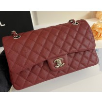 Chanel Small Classic Flap Bag in Wine Red Caviar Leather with silver hardware