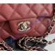 Chanel Small Classic Flap Bag in Wine Red Caviar Leather with silver hardware