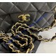 Chanel Jumbo Classic Flap Bag in Black Caviar Leather with golden hardware