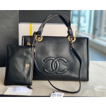 Chanel Cocomark Small Shopping Tote Bag C3129A-black