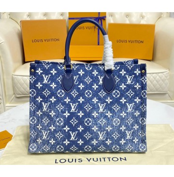 Louis Vuitton Denim Jacquard OnTheGo MM M46448-blue