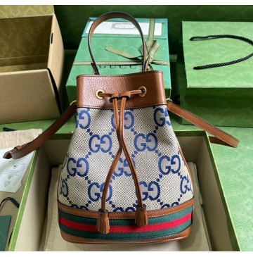 Gucci Ophidia GG Small Bucket Bag GU550621C-blue-brown