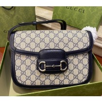 Gucci GG Supreme Horsebit 1955 shoulder bag GU602204CA-blue