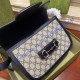 Gucci GG Supreme Horsebit 1955 shoulder bag GU602204CA-blue