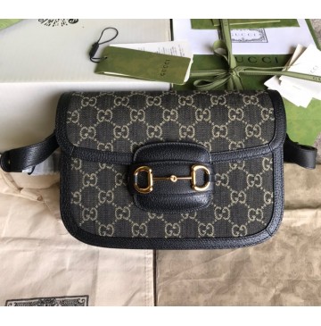 Gucci GG Supreme Horsebit 1955 shoulder bag GU602204DN-black