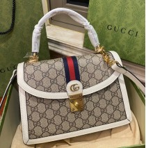 Gucci Ophidia GG Small Top Handle Bag GU651055CA-brown-cream