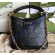 Gucci Small Debossed GG Leather Shoulder Handbag GU675788-black