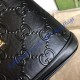 Gucci Small Debossed GG Leather Shoulder Handbag GU675788-black