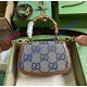 Gucci Bamboo 1947 Jumbo GG Small Top Handle Bag GU675797C-blue-brown